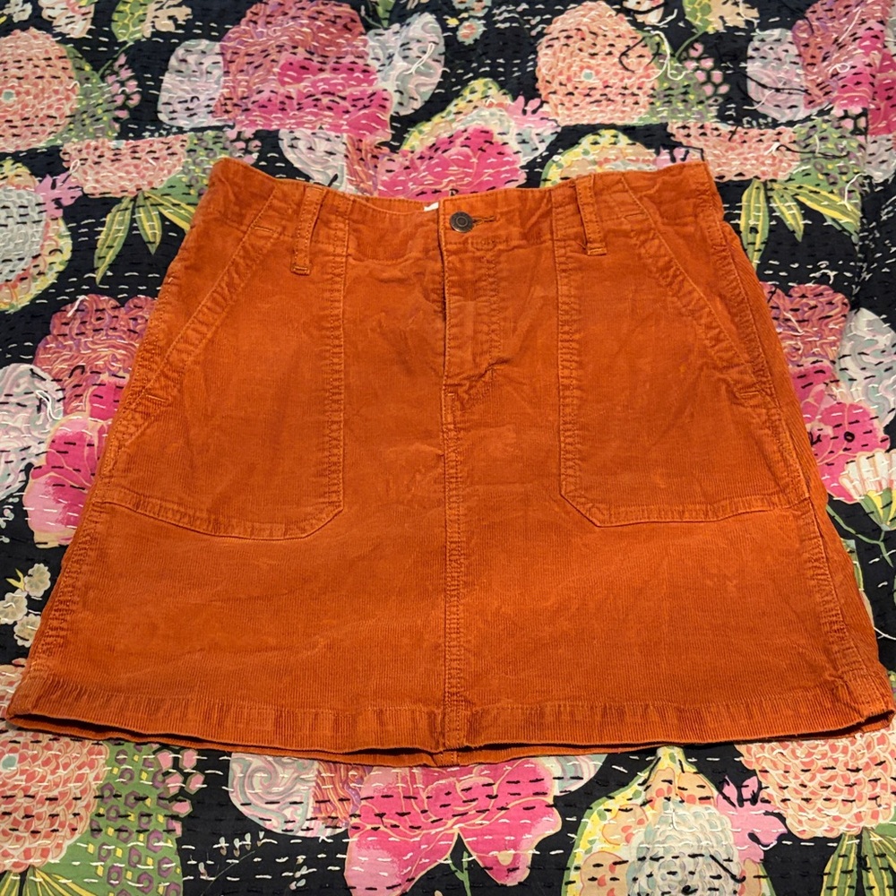 Orange Corduroy Skirt